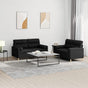 2 Piece Sofa Set with Pillows Black Fabric