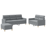 3 Piece Sofa Set with Cushions Light Grey Fabric - Front View