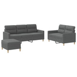 3 Piece Sofa Set with Cushions Dark Grey Fabric