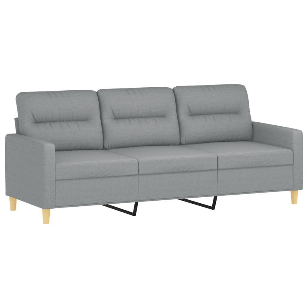 2 Piece Sofa Set with Pillows Light Grey Fabric