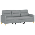 2 Piece Sofa Set with Pillows Light Grey Fabric