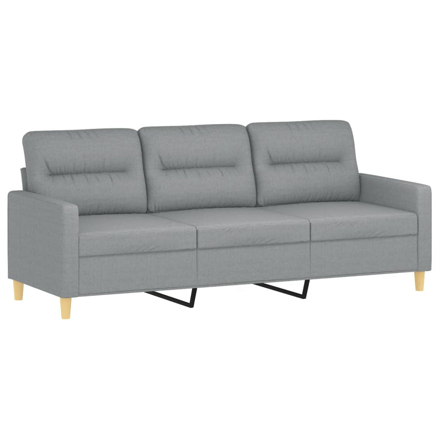 2 Piece Sofa Set with Pillows Light Grey Fabric