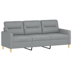 3 Piece Sofa Set with Pillows Light Grey Fabric