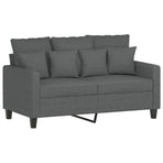 3 Piece Sofa Set with Pillows Dark Grey Fabric