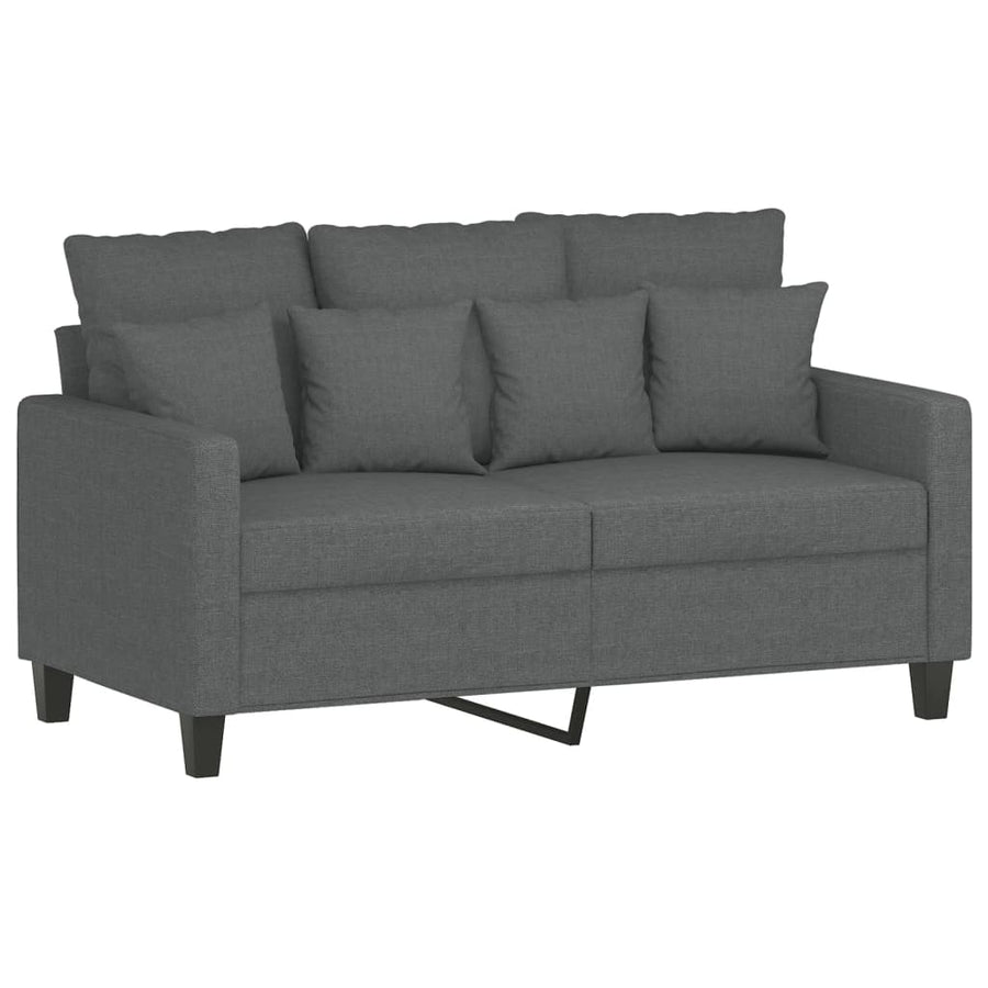 3 Piece Sofa Set with Pillows Dark Grey Fabric