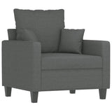 3 Piece Sofa Set with Pillows Dark Grey Fabric - 45-Degree Angle
