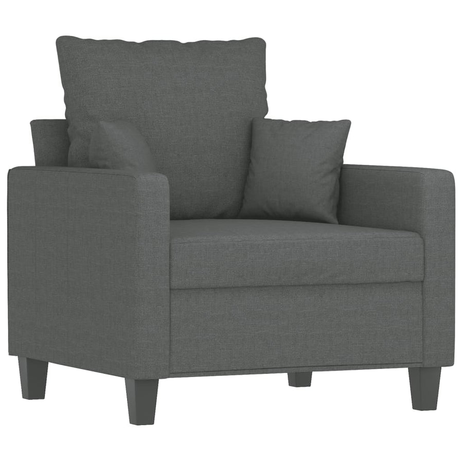 3 Piece Sofa Set with Pillows Dark Grey Fabric