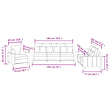 3 Piece Sofa Set with Pillows Dark Grey Fabric - Low Angle