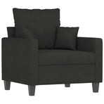 3 Piece Sofa Set with Pillows Black Fabric