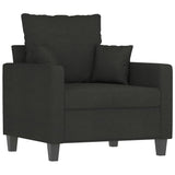 3 Piece Sofa Set with Pillows Black Fabric - Top-Down View