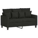 3 Piece Sofa Set with Pillows Black Fabric - 45-Degree Angle