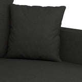 3 Piece Sofa Set with Pillows Black Fabric - Rear View