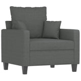 4 Piece Sofa Set with Pillows Dark Grey Fabric - Side View