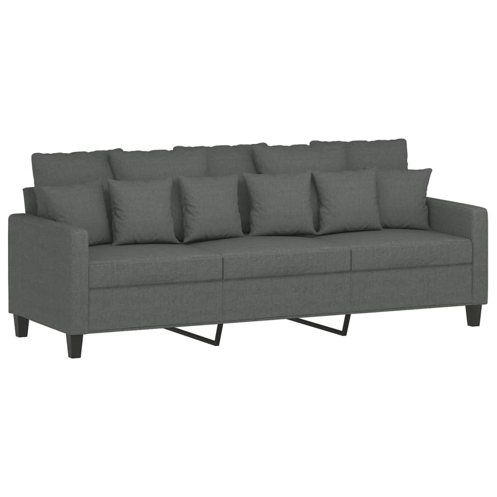 4 Piece Sofa Set with Pillows Dark Grey Fabric