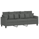 4 Piece Sofa Set with Pillows Dark Grey Fabric