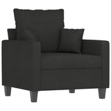 4 Piece Sofa Set with Pillows Black Fabric - Side View