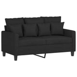 4 Piece Sofa Set with Pillows Black Fabric