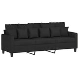 4 Piece Sofa Set with Pillows Black Fabric - 45-Degree Angle