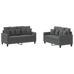 2 Piece Sofa Set with Cushions Dark Grey Fabric