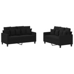 2 Piece Sofa Set with Cushions Black Fabric