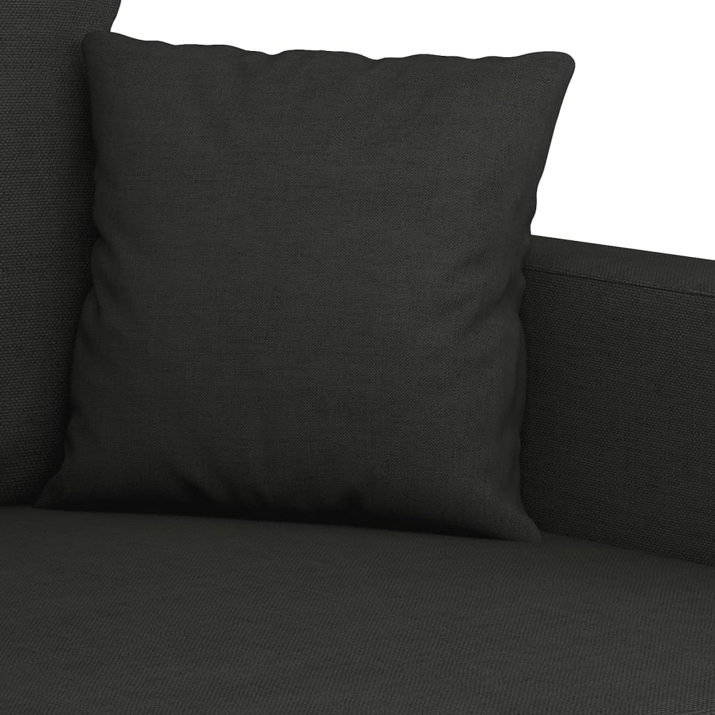 2 Piece Sofa Set with Cushions Black Fabric