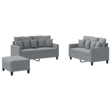 3 Piece Sofa Set with Cushions Light Grey Fabric - Front View