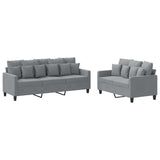 2 Piece Sofa Set with Cushions Light Grey Fabric - Front View
