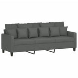 3 Piece Sofa Set with Cushions Dark Grey Fabric