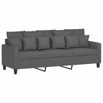 3 Piece Sofa Set with Cushions Dark Grey Fabric