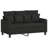 3 Piece Sofa Set with Cushions Black Fabric - Side View