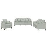 3 Piece Sofa Set with Cushions Light Grey Velvet - Front View