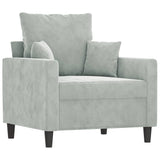 3 Piece Sofa Set with Cushions Light Grey Velvet - Side View