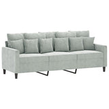 3 Piece Sofa Set with Cushions Light Grey Velvet - 45-Degree Angle