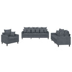3 Piece Sofa Set with Cushions Dark Grey Velvet