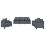 3 Piece Sofa Set with Cushions Dark Grey Velvet - Front View