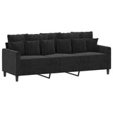 3 Piece Sofa Set with Cushions Black Velvet - 45-Degree Angle