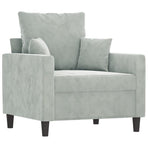 4 Piece Sofa Set with Cushions Light Grey Velvet