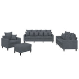 4 Piece Sofa Set with Cushions Dark Grey Velvet - Front View