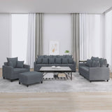 4 Piece Sofa Set with Cushions Dark Grey Velvet