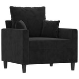 4 Piece Sofa Set with Cushions Black Velvet - 45-Degree Angle
