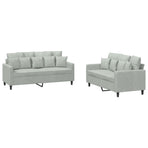 2 Piece Sofa Set with Cushions Light Grey Velvet
