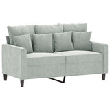 2 Piece Sofa Set with Cushions Light Grey Velvet