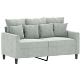 2 Piece Sofa Set with Cushions Light Grey Velvet - Side View