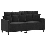 2 Piece Sofa Set with Cushions Black Velvet - Top-Down View