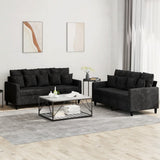 2 Piece Sofa Set with Cushions Black Velvet