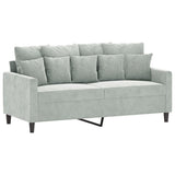 3 Piece Sofa Set with Cushions Light Grey Velvet