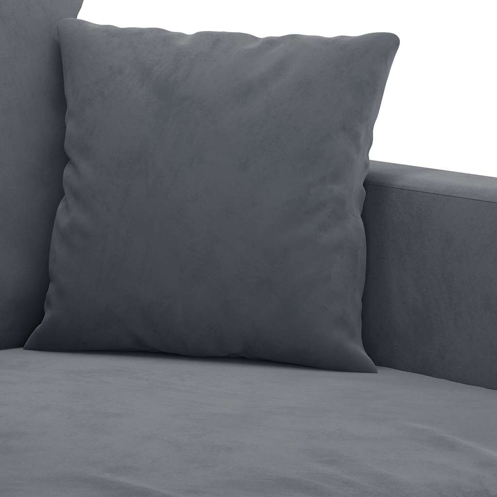 3 Piece Sofa Set with Cushions Dark Grey Velvet