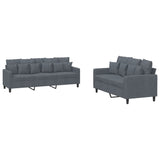 2 Piece Sofa Set with Cushions Dark Grey Velvet - Front View