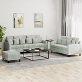3 Piece Sofa Set with Cushions Light Grey Velvet