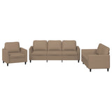 3 Piece Sofa Set with Cushions Cappuccino Faux Leather